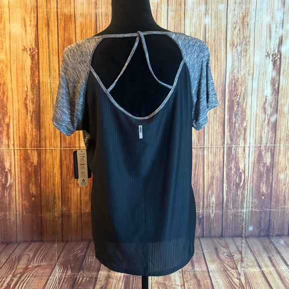 RBX Women’s Gray Short Sleeve Quick Drying Open Back Activewear Top Size Large - Picture 2 of 10